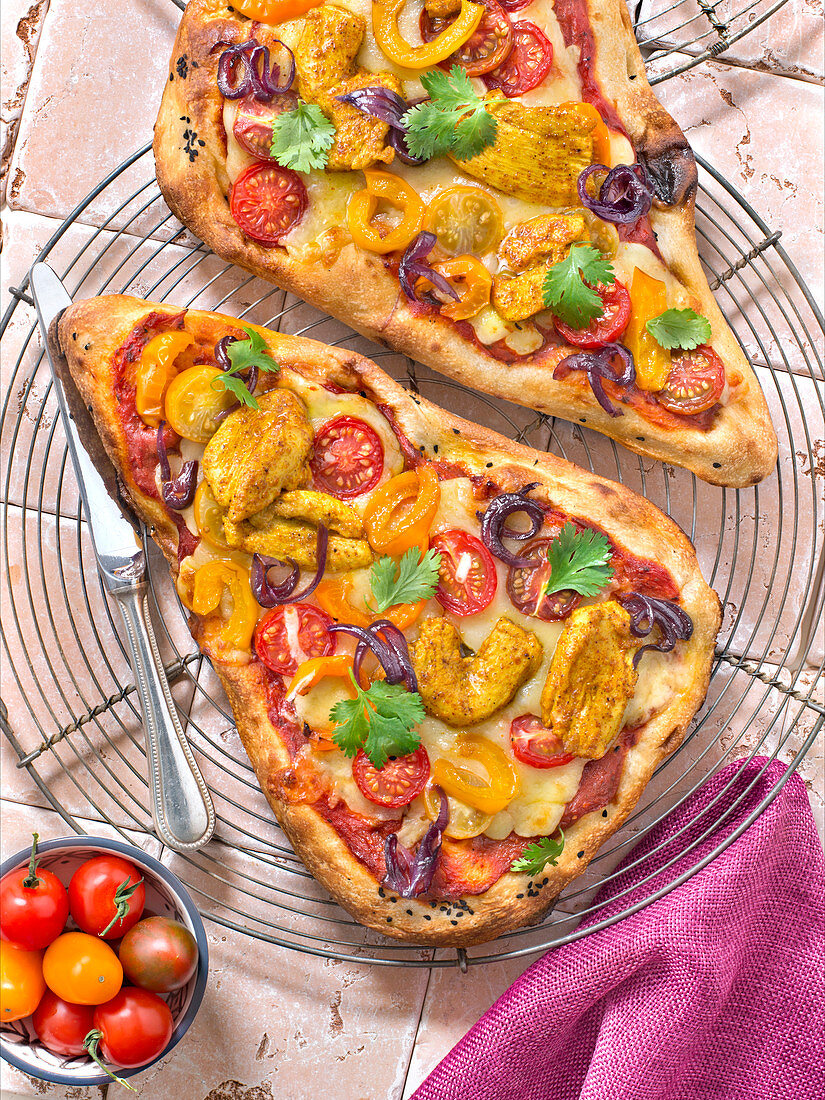 Curried Chicken Naan Pizza