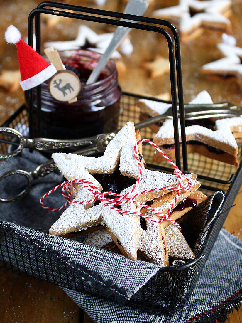 Star-Shaped Blackcurrant Jam Christmas Cookies