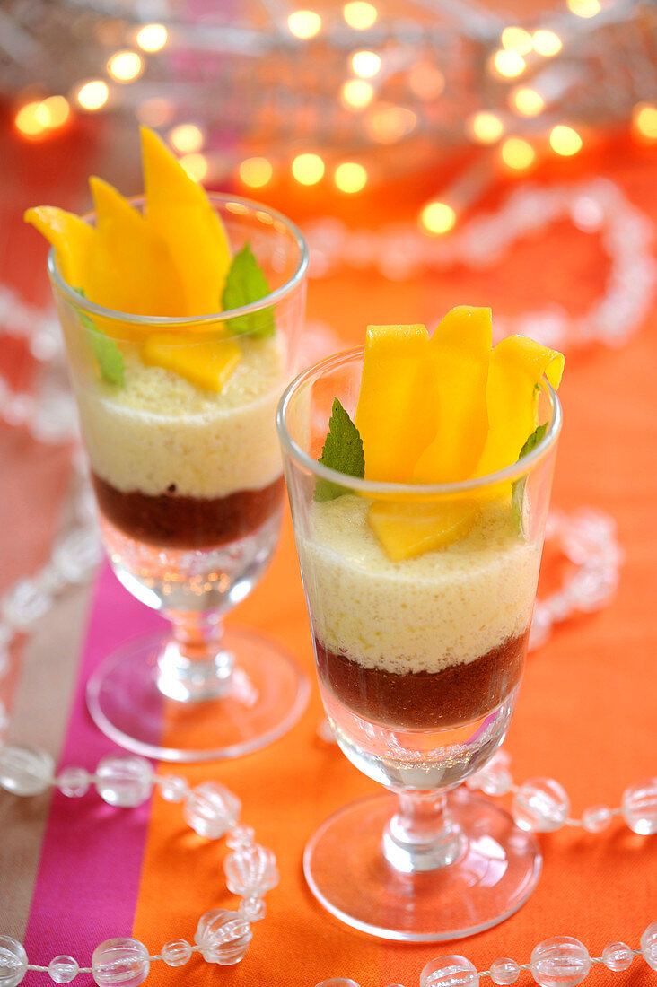 Light fruit mousse and chocolate desserts