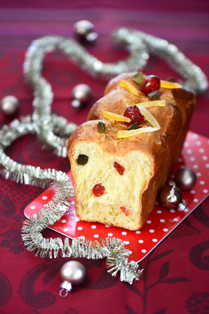 Candied fruit Christmas brioche