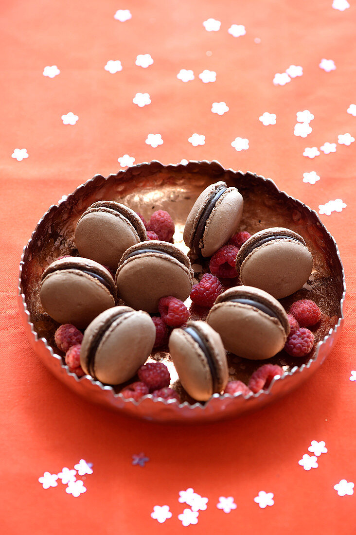 Chocolate-Raspberry Macarons