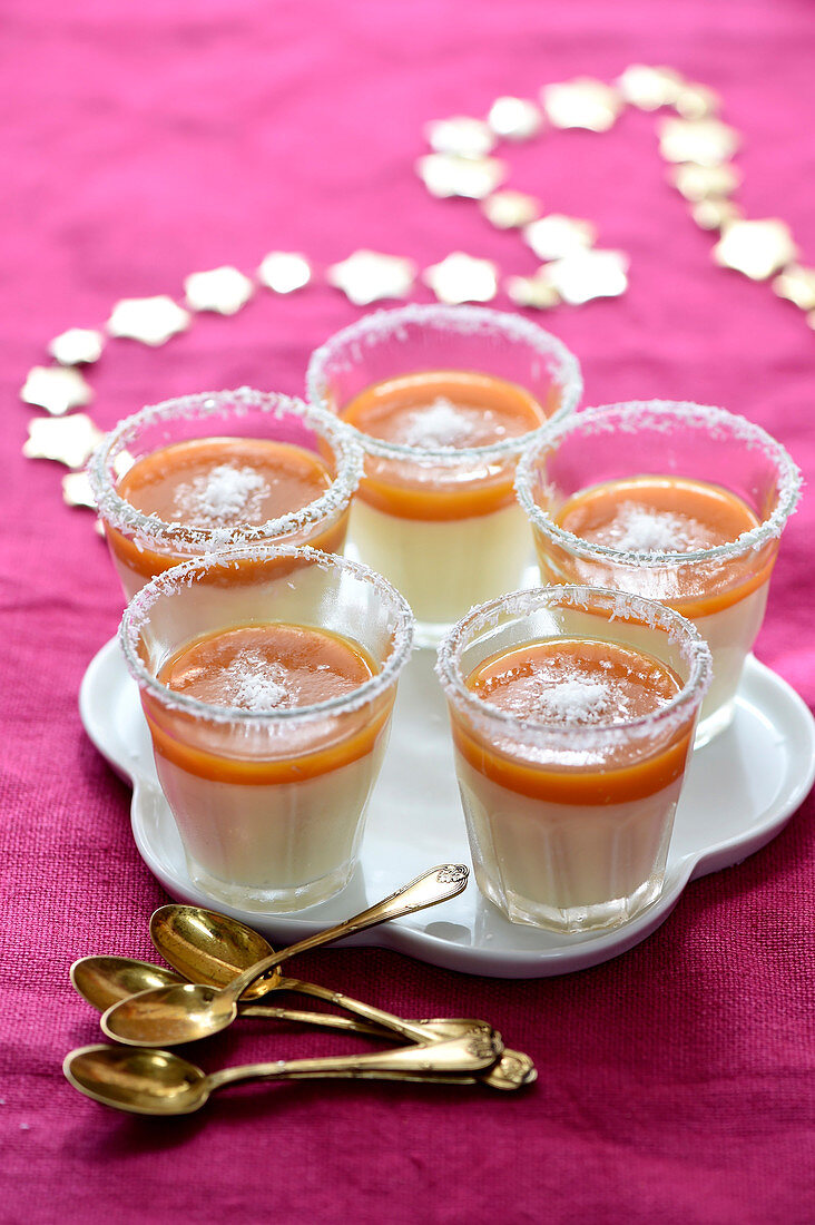 Coconut-Passionfruit Individual Puddings