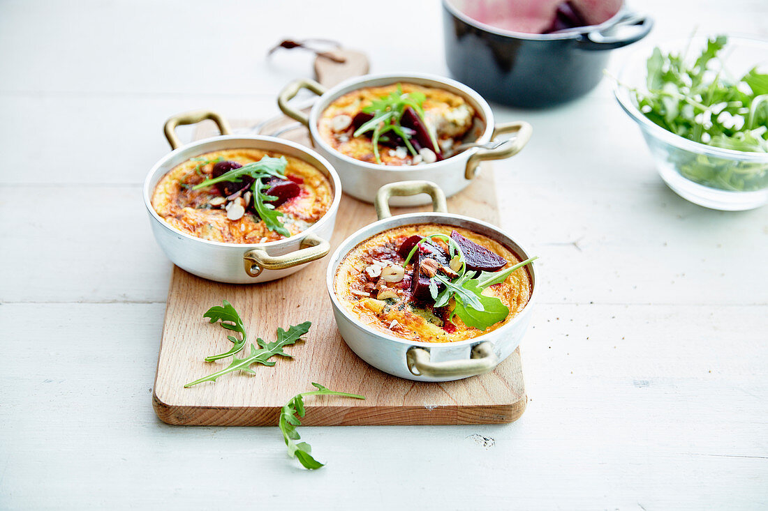 Mini fish casserole with French thorn, beetroot and hazelnuts