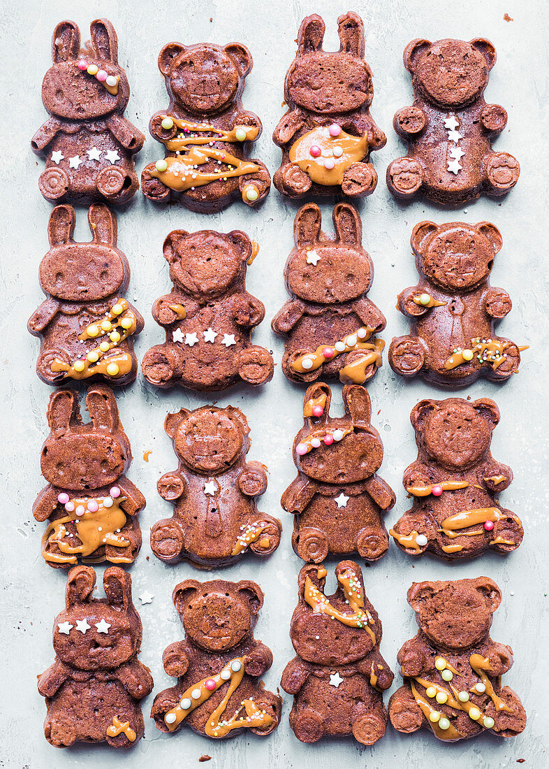 Bear and rabbit-shaped brownies