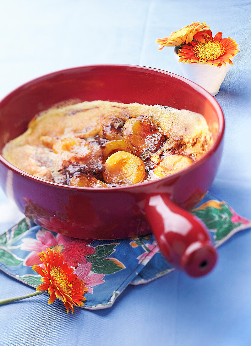 Apricot and chocolate omelette soufflée