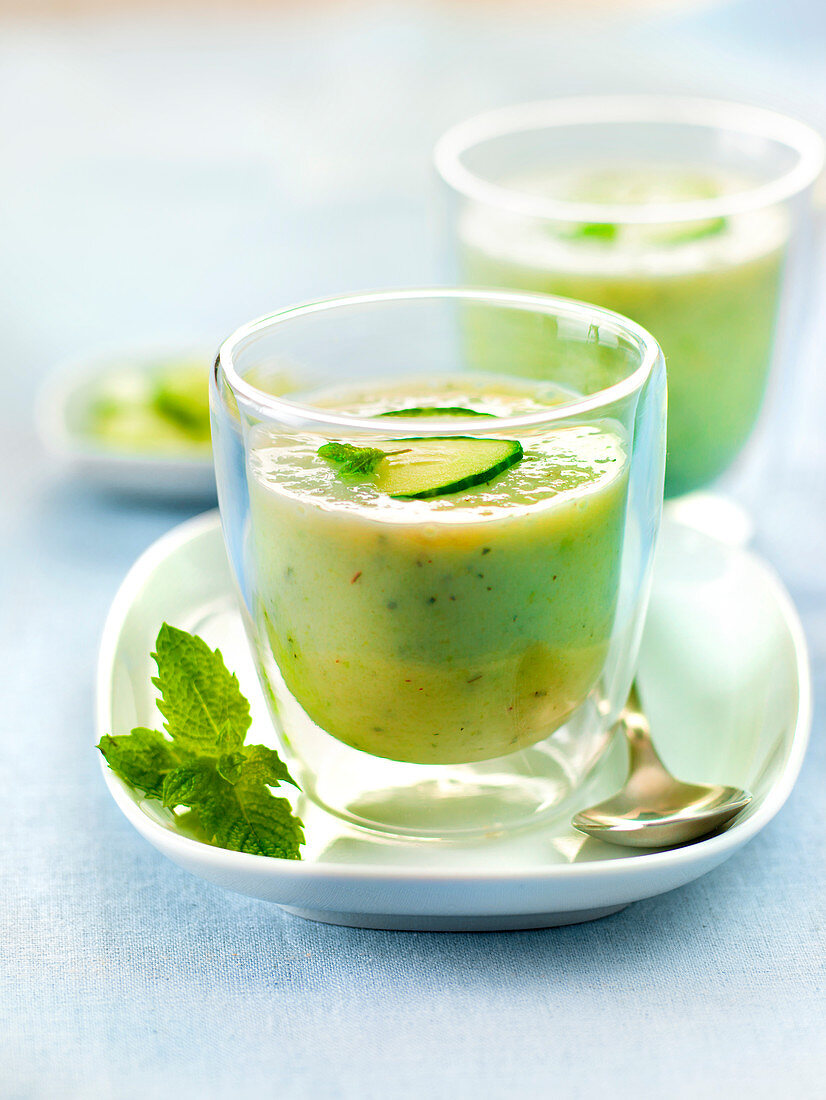 Cold cucumber,yoghurt and mint soup