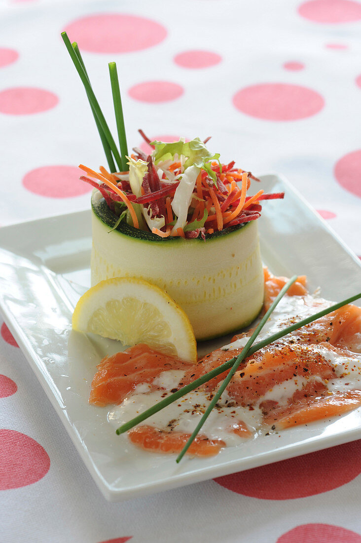 Assortment of marinated vegetables and fish