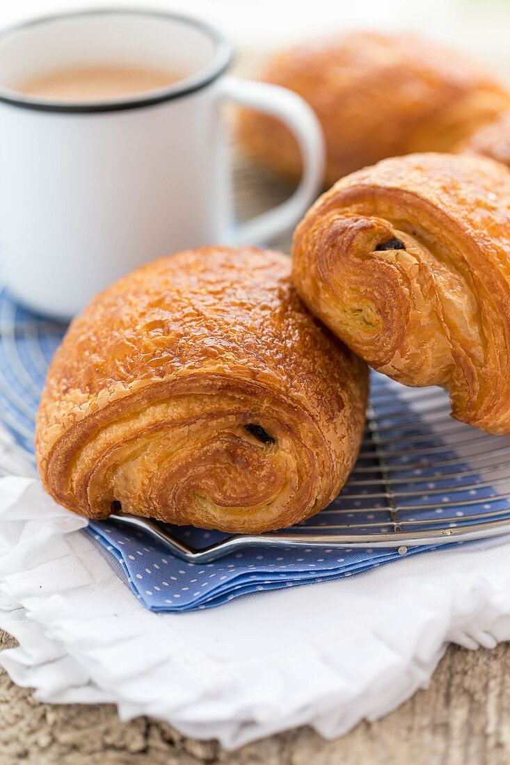 Pains au chocolat and a mug of hot chocolate