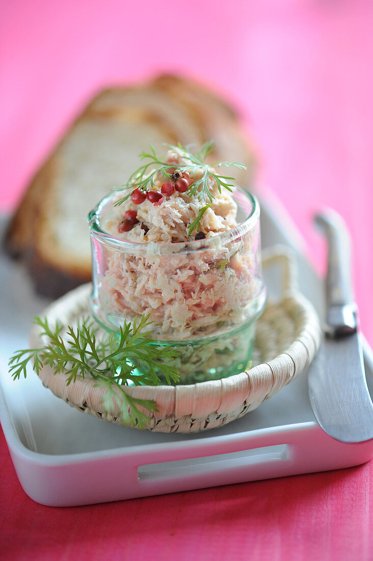 Potted tuna with pink peppercorns