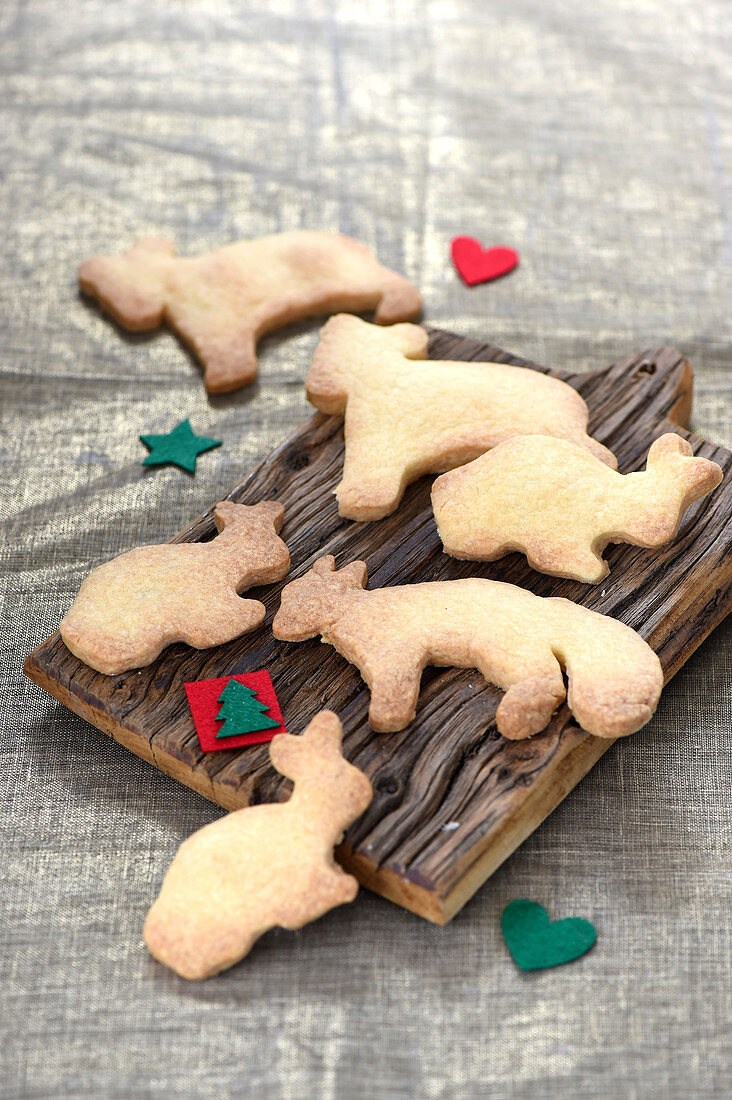 Animal-shaped shortbread biscuits
