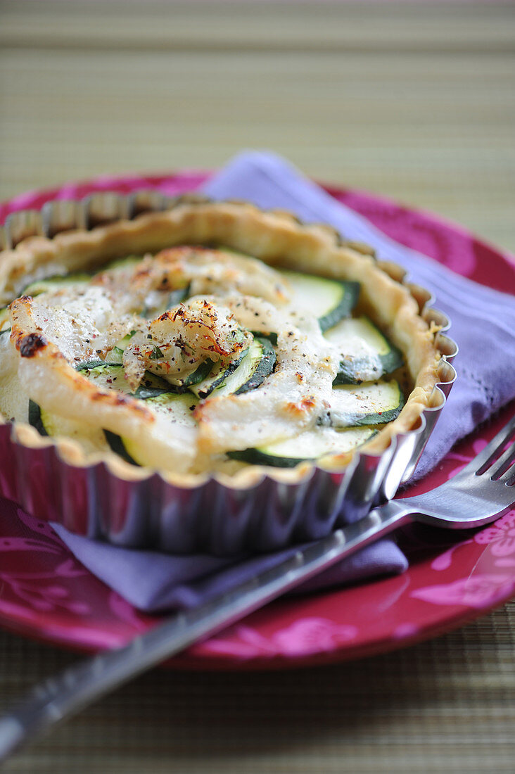 Sole and courgette tartlet