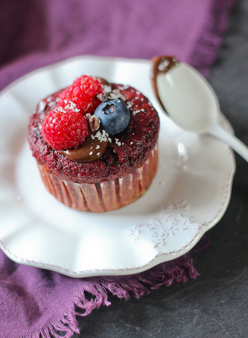 Muffin nach Art Red Velvet Cake mit Roter Bete