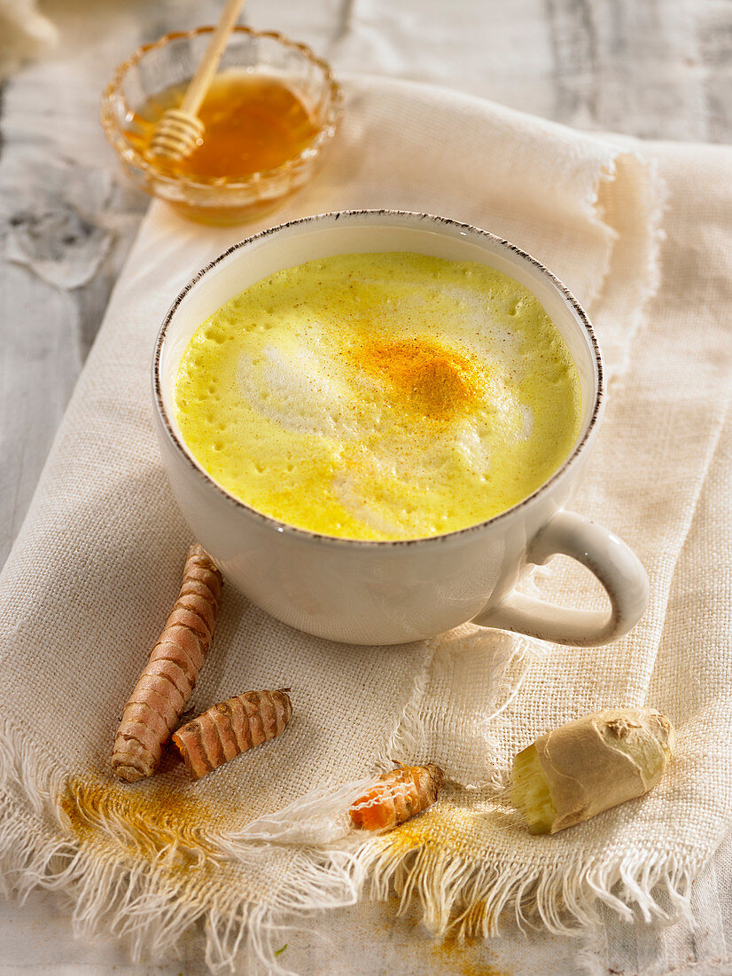 Almond milk with turmeric and ginger