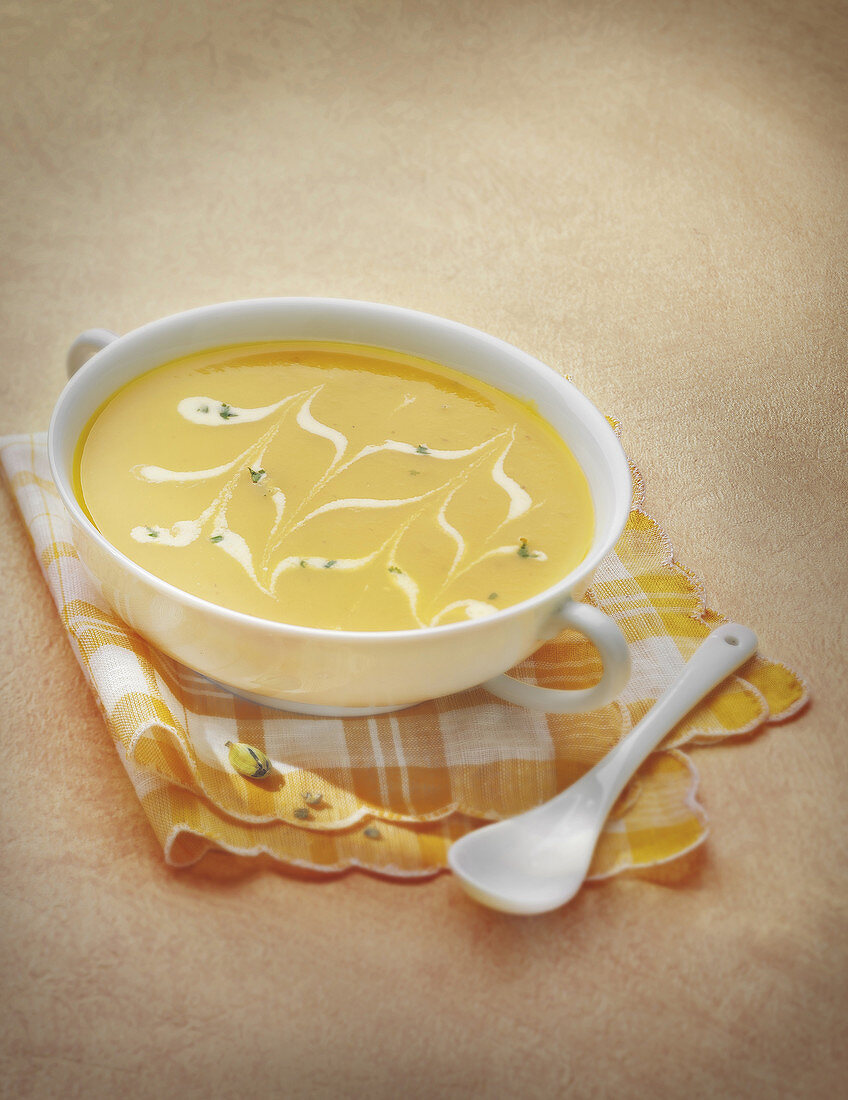 Cream of carrot soup with coconut cream