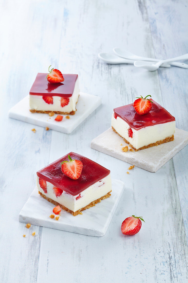 Square Strawberry Cheesecake