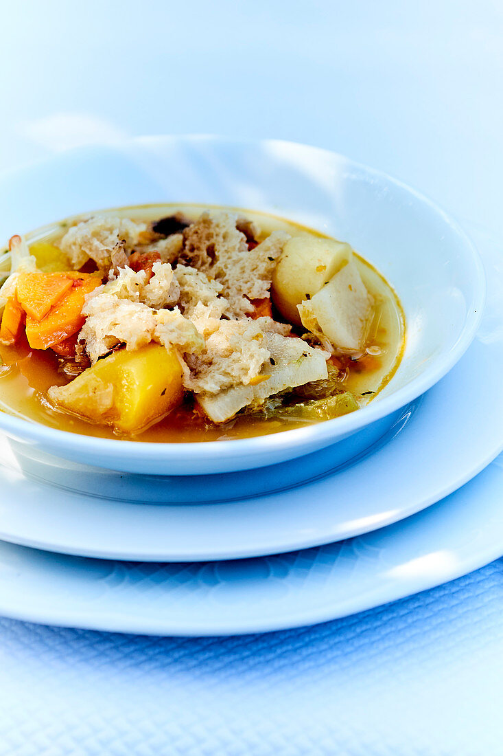 Garbure (cabbage soup with vegetables and meat, Southwest France)