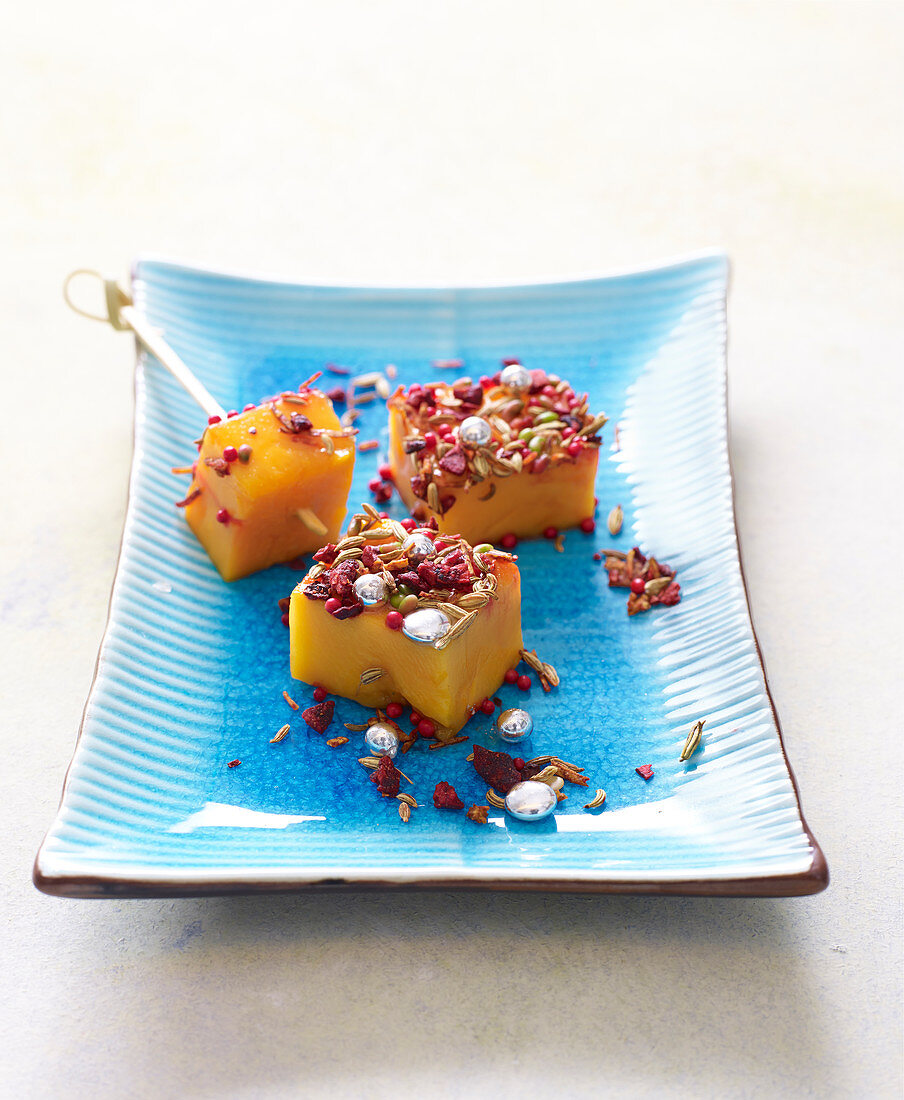 Mango cubes with pan masala