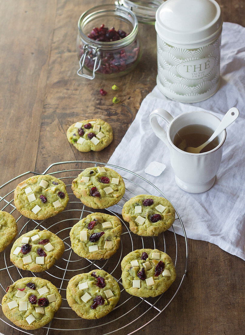 Pistazien-Cookies mit Cranberrys