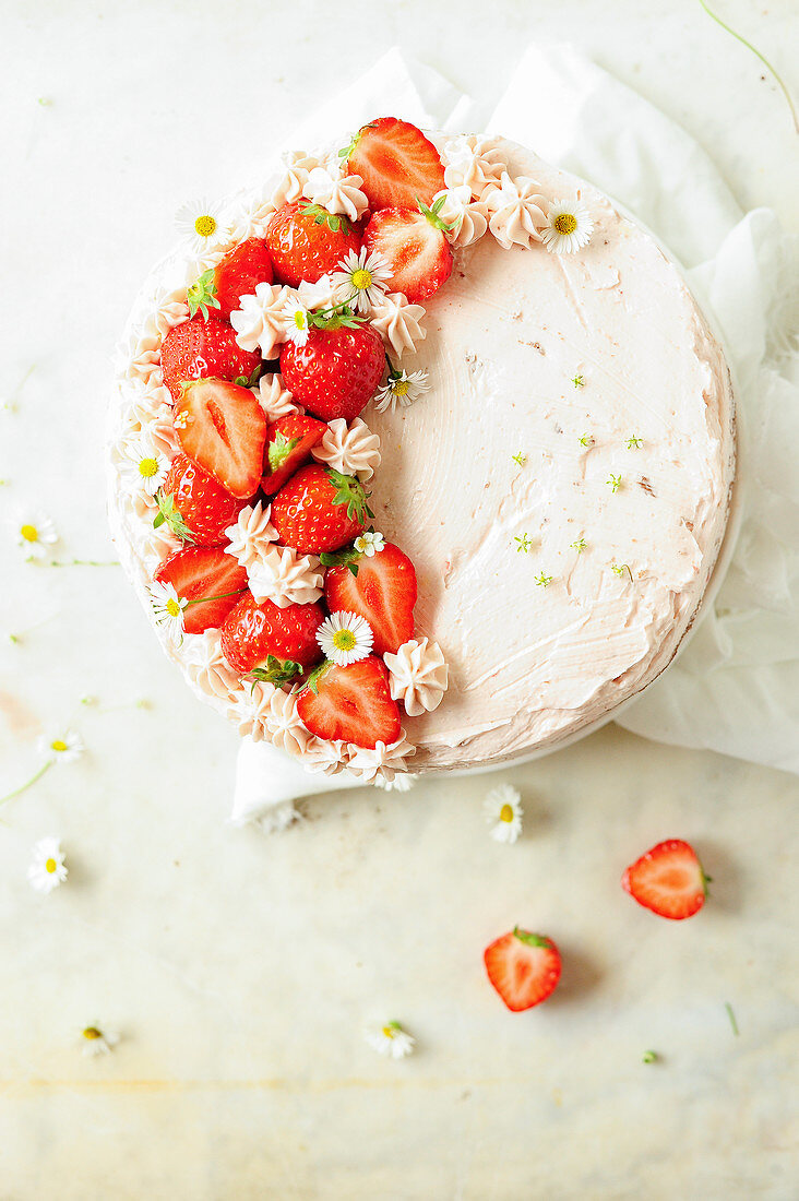 Chocolate Cake With Strawberry Mascarpone Frosting