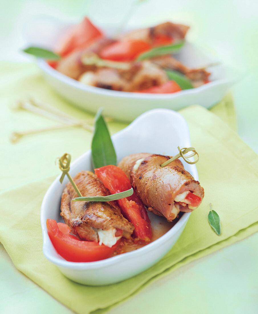 Veal Saltimbocca with Tomato and Mozzarella