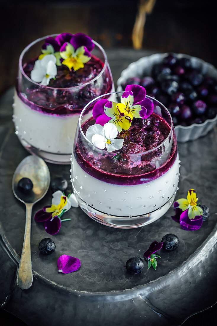 Earl Grey Panacotta With Blueberry Compote