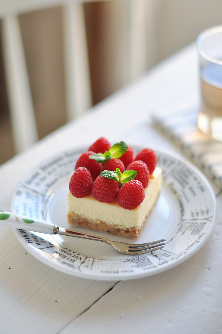 Portion Of Raspberry-Vanilla Cheesecake