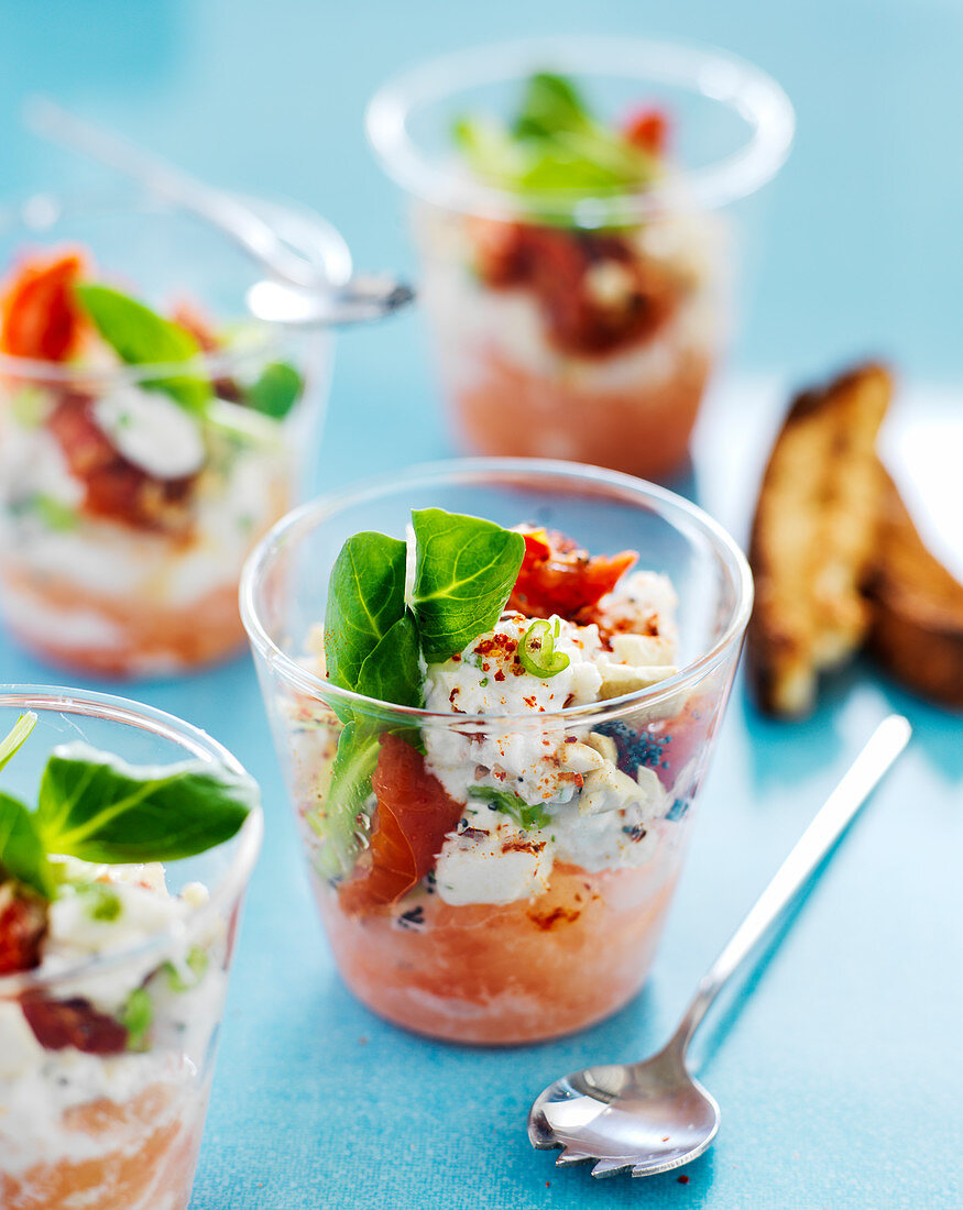 Potted Crab With Grapefruit,Confit Tomatoes,Cream And Espelette Pepper