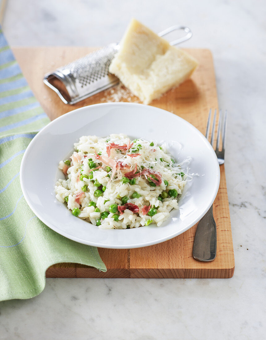 Pea,Ham,Pancetta And Parmesan Risotto