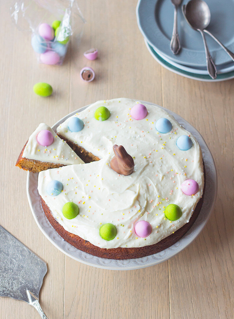 Easter carrot cake with cream cheese icing