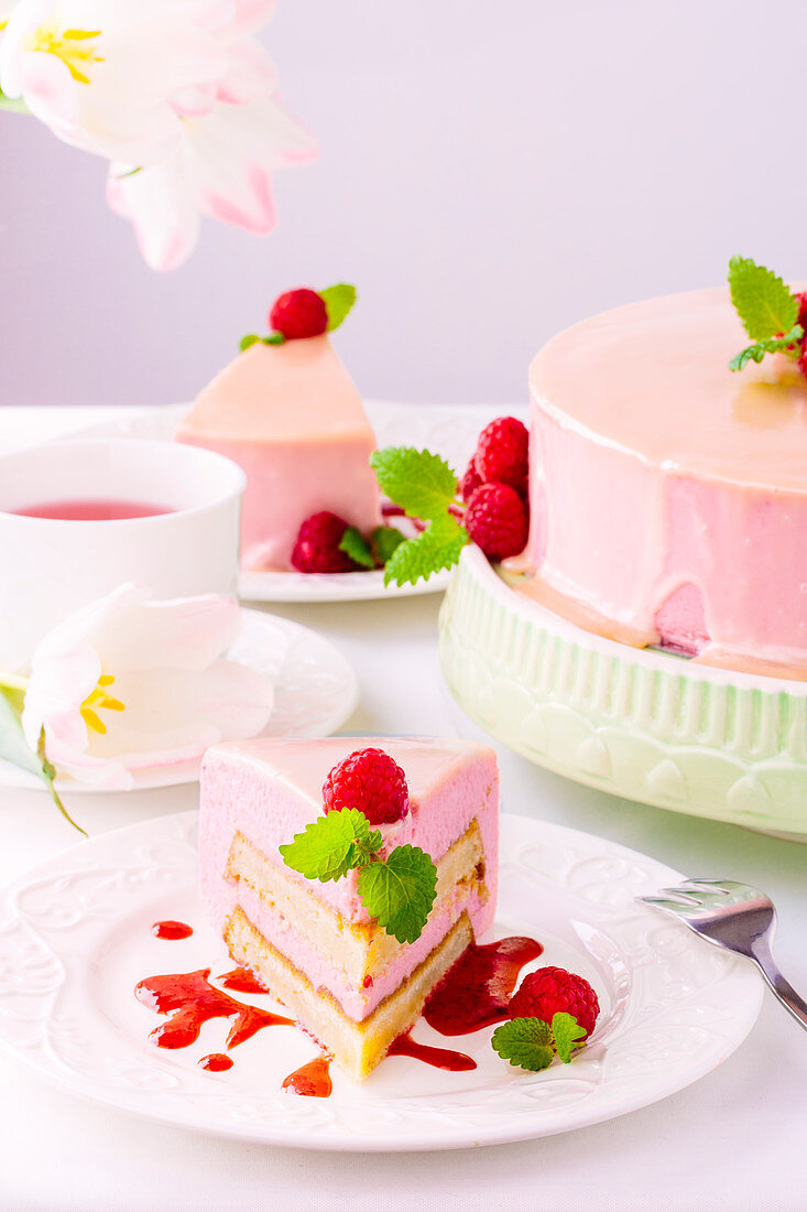 Raspberry cream cake