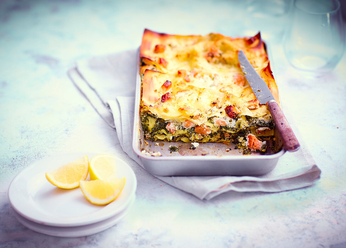 Spinach, smoked trout and ricotta lasagnes