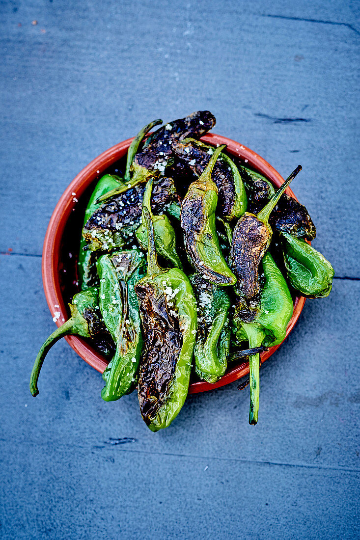 Padrón peppers - grilled peppers with fleur de sel (vegan)