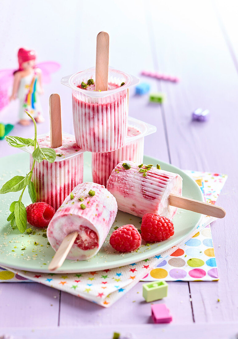 Petits-Suisse and Raspberry Popsicles