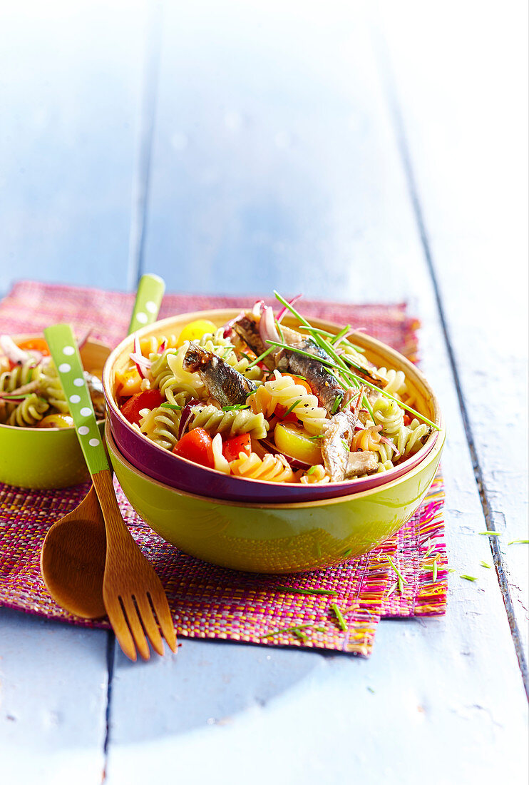 Fusilli and sardine salad