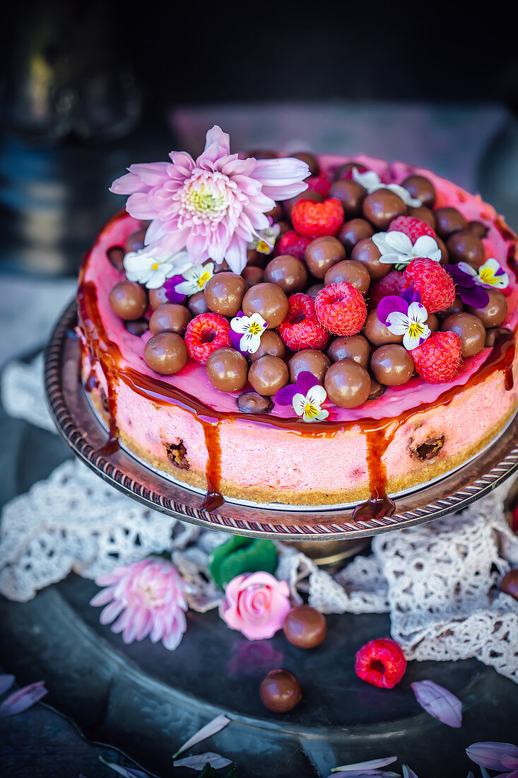 Raspberry Maltesers Cheesecake
