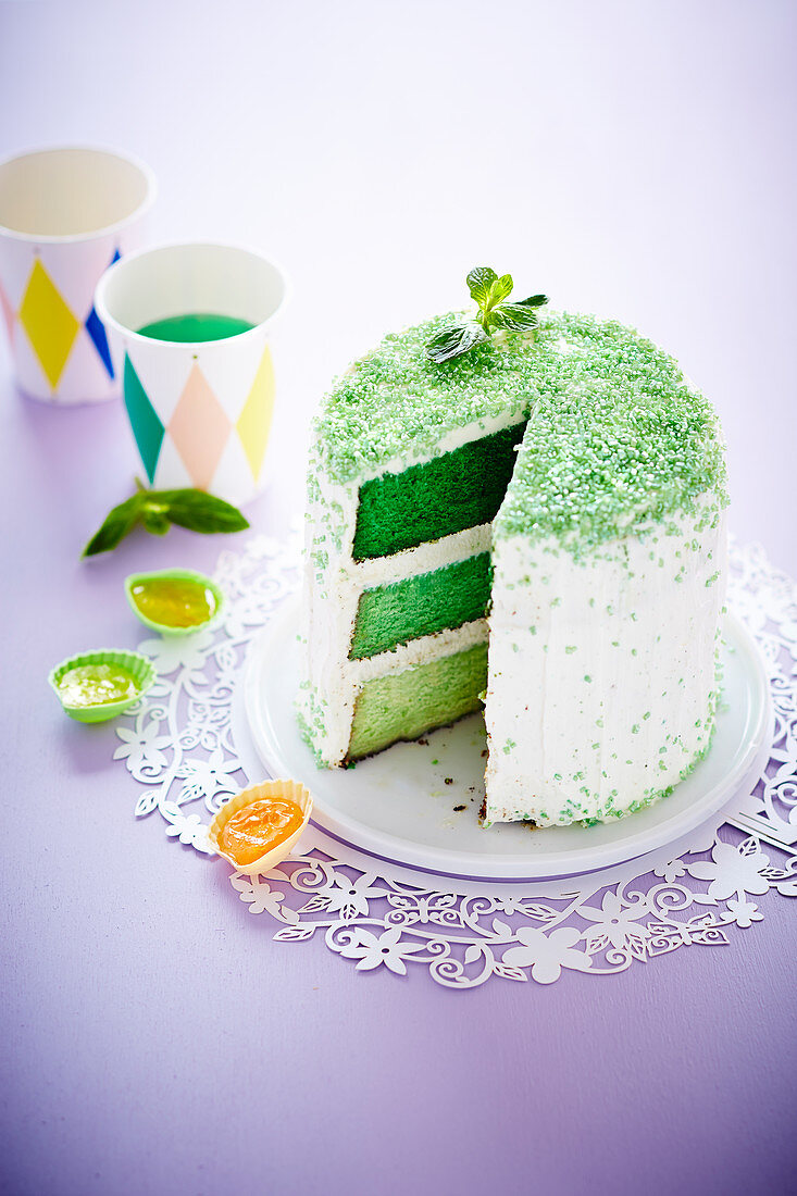 Grüne Ombre Cake mit Minze