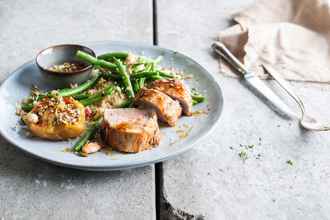 Porc Filet Baked Apple Couscous