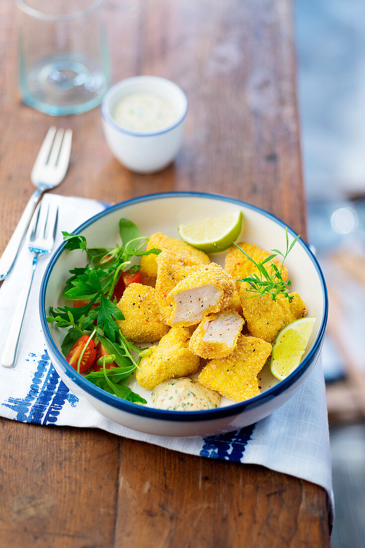 Chicken Nuggets mit Maisbrotpanade