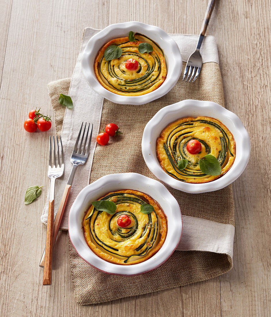 Courgette,cherry tomato and oregano twirl batter pudding