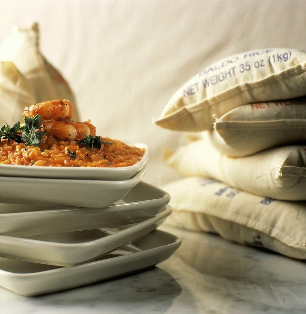 Risotto with Shrimp; Bags of Rice
