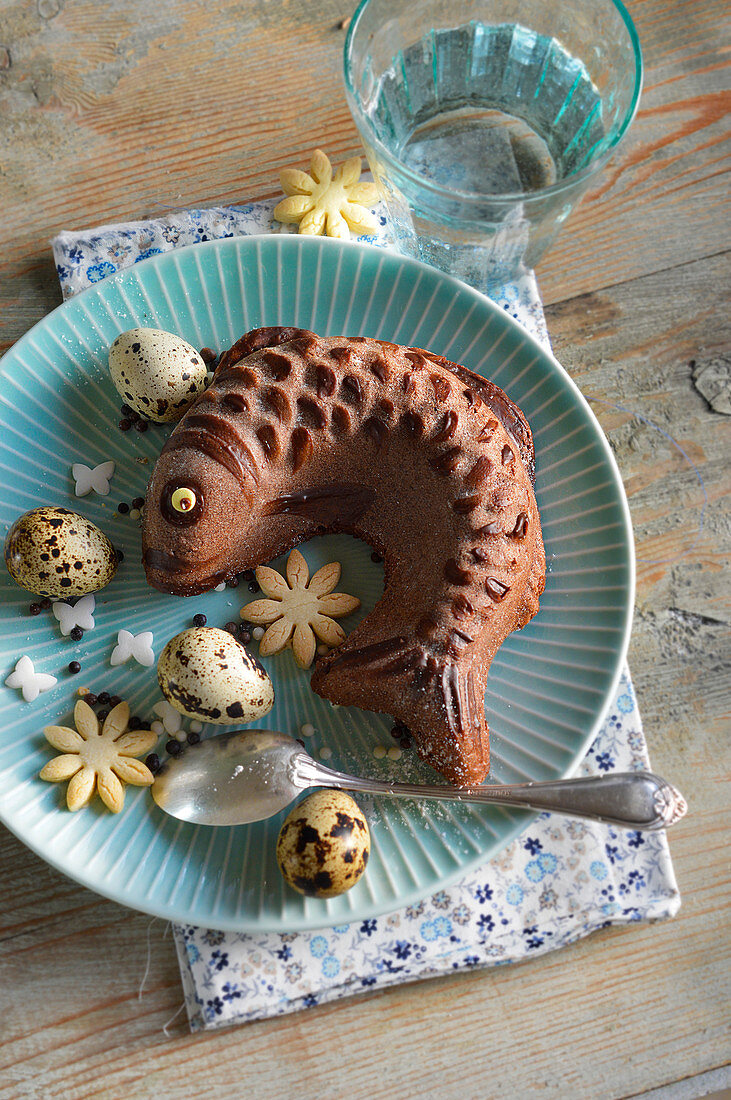 Easter Fish-Shaped Chocolate Cake