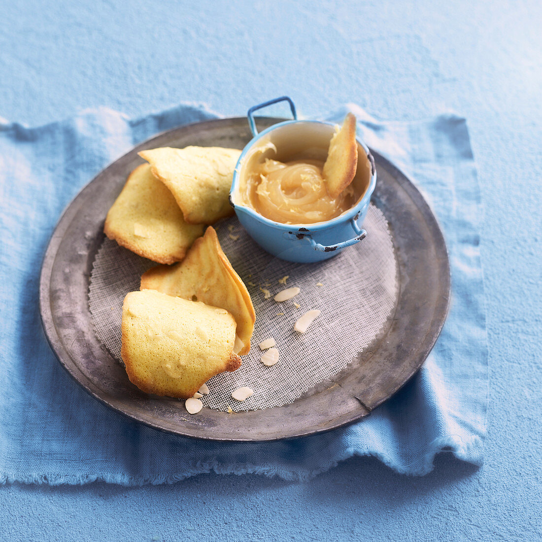 Almond and lemon curd tuiles