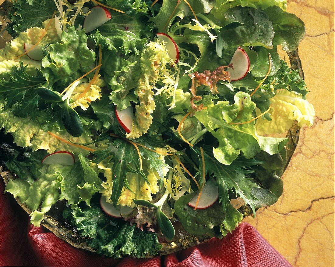Assorted Lettuce Salad with Radishes; Shredded Carrots