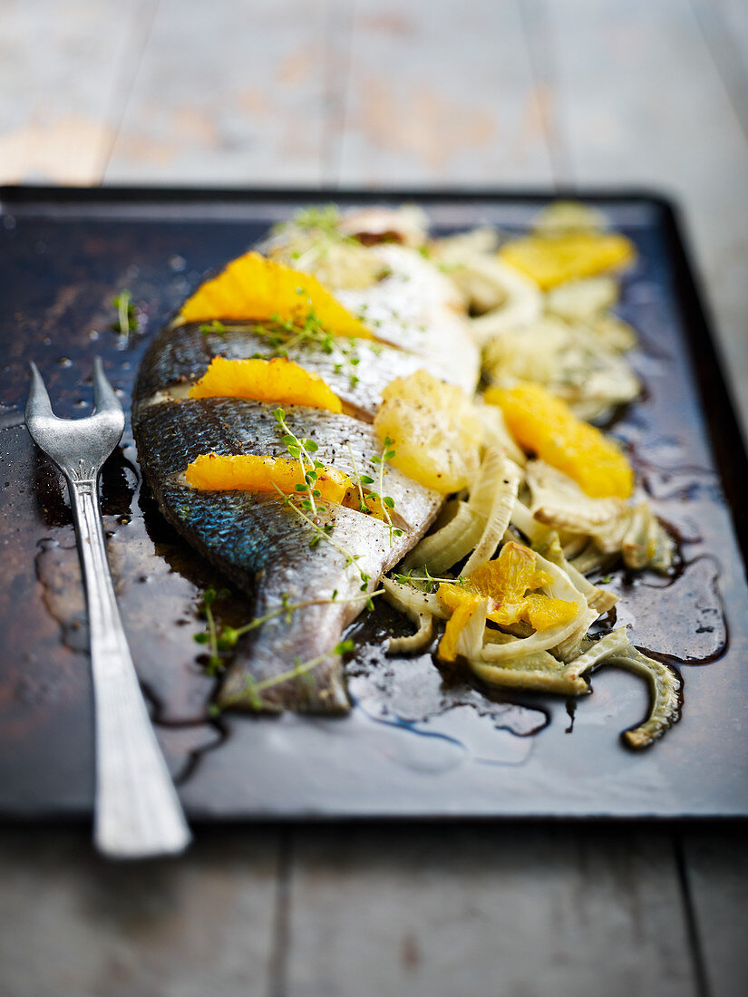 Sea bream with citrus fruit