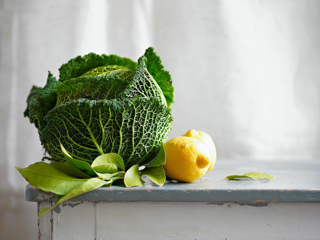 Savoy cabbage and lemons