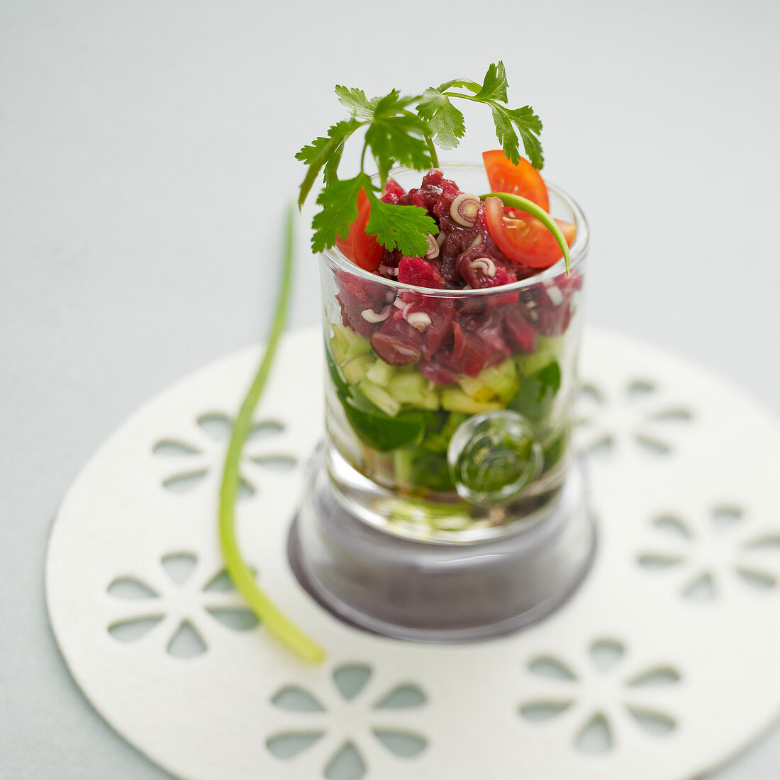 Beef tartare with Thai-style vegetables