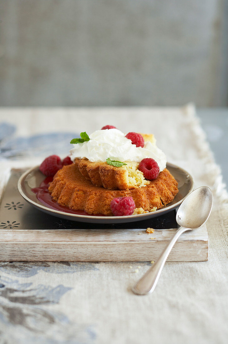 Traou Mad with raspberries and cream (pastry, France)