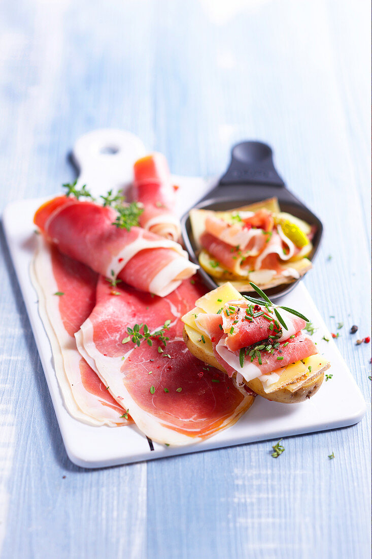 Raclette with parma ham