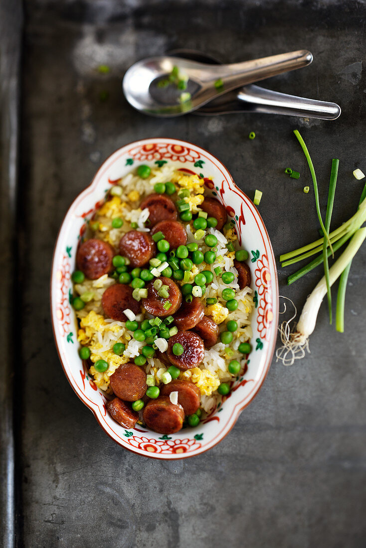 Cantonese rice with sausage and citronella