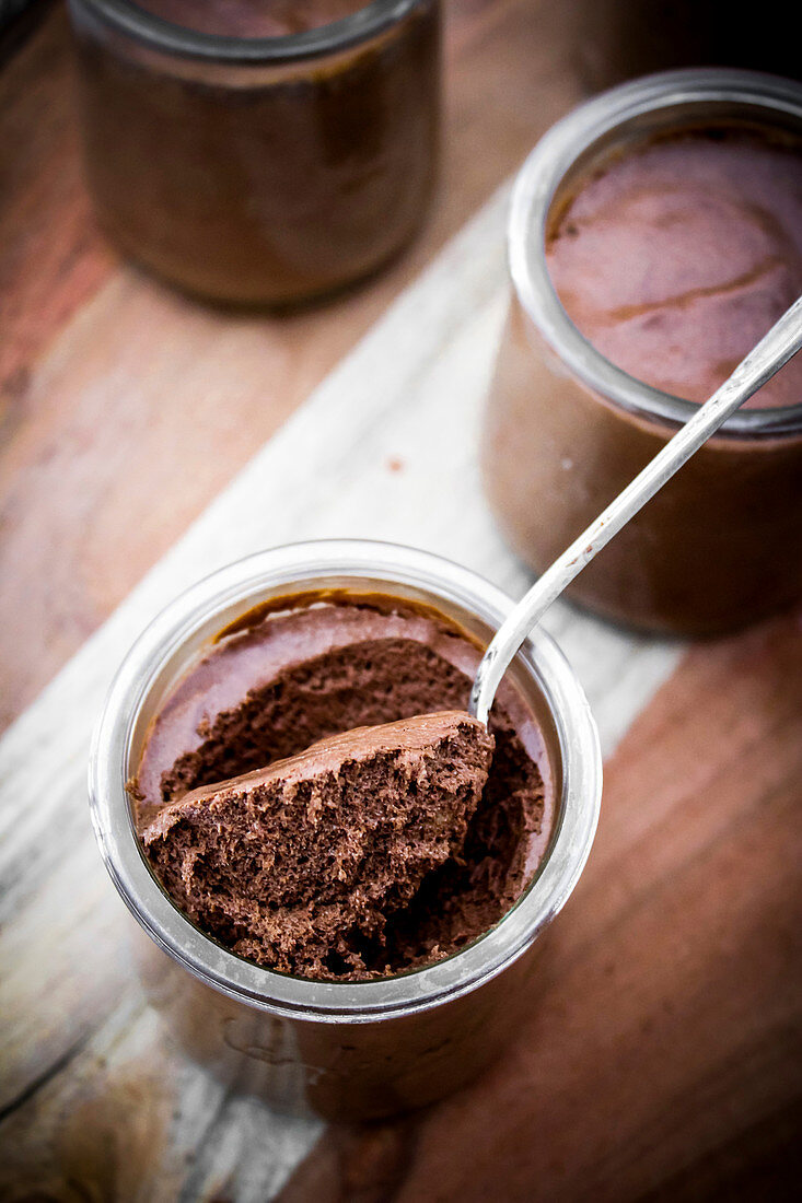 Chocolate mousse in glasses